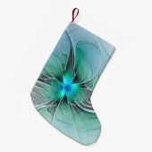 Abstract met blauwe, moderne fractale kunst kleine kerstsok (Voorkant (Hangend))