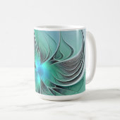 Abstract met blauwe, moderne fractale kunst koffiemok (Voorkant rechts)