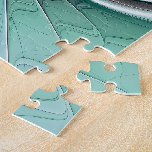 Abstract met blauwe, moderne fractale kunst legpuzzel (Zijkant)