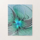 Abstract met blauwe, moderne fractale kunst legpuzzel (Verticaal)