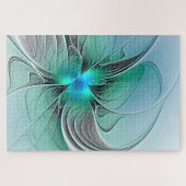 Abstract met blauwe, moderne fractale kunst legpuzzel (Horizontaal)