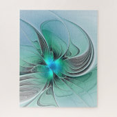 Abstract met blauwe, moderne fractale kunst legpuzzel (Verticaal)