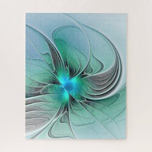 Abstract met blauwe, moderne fractale kunst legpuzzel