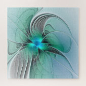 Abstract met blauwe, moderne fractale kunst legpuzzel (Horizontaal)