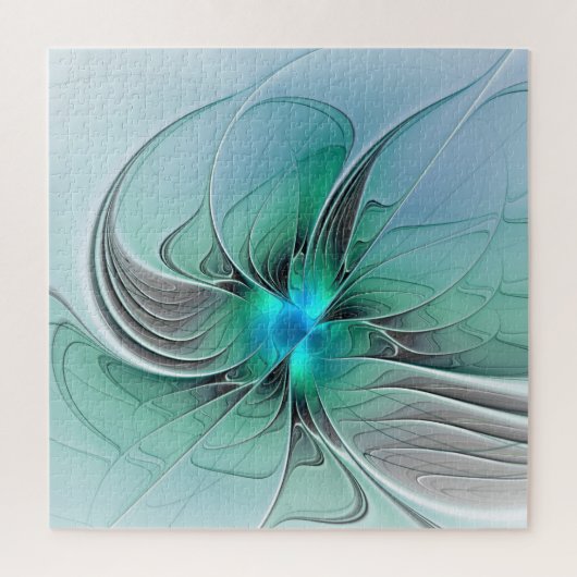 Abstract met blauwe, moderne fractale kunst legpuzzel (Verticaal)