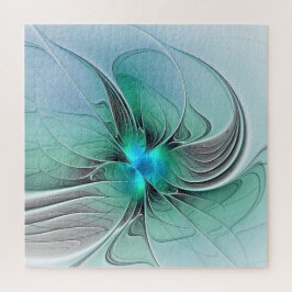 Abstract met blauwe, moderne fractale kunst legpuzzel