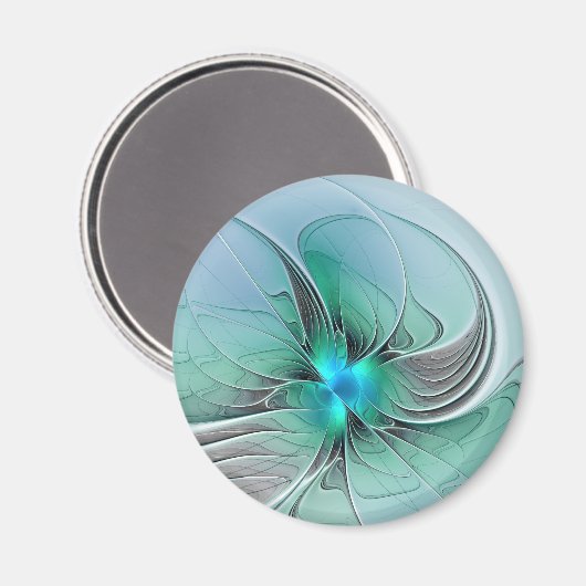 Abstract met blauwe, moderne fractale kunst magneet (Voorkant / Achterkant)