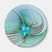 Abstract met blauwe, moderne fractale kunst magneet (Voorkant)