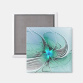Abstract met blauwe, moderne fractale kunst magneet (Voorkant / Achterkant)