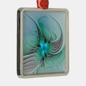 Abstract met blauwe, moderne fractale kunst metalen ornament (Rechts)