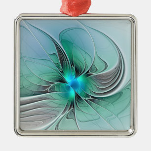 Abstract met blauwe, moderne fractale kunst metalen ornament