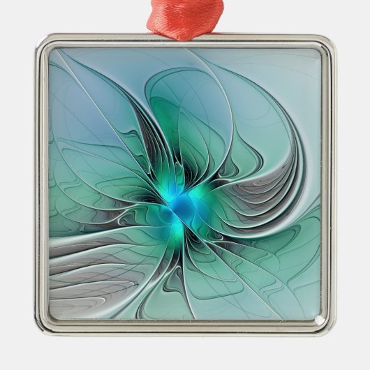 Abstract met blauwe, moderne fractale kunst metalen ornament (Voorkant)