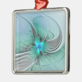 Abstract met blauwe, moderne fractale kunst metalen ornament (Links)