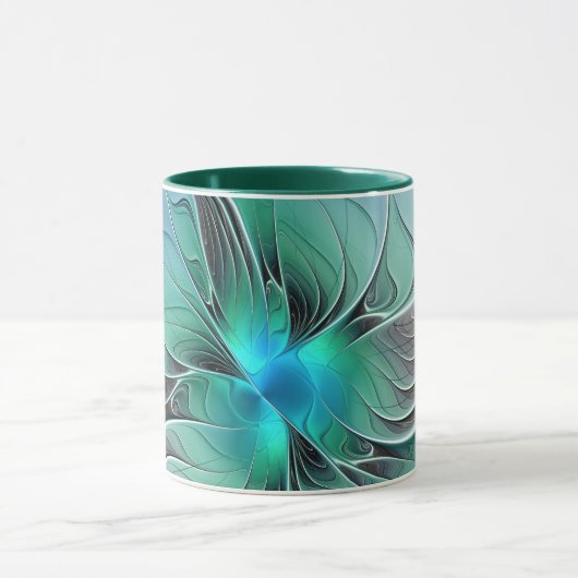 Abstract met blauwe, moderne fractale kunst mok (Midden)