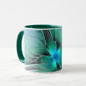 Abstract met blauwe, moderne fractale kunst mok (Voorkant links)