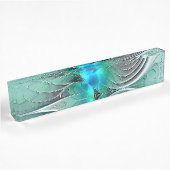 Abstract met blauwe, moderne fractale kunst naambordje