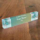 Abstract met blauwe, moderne fractale kunst naambordje (Zijkant)