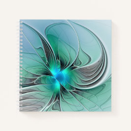 Abstract met blauwe, moderne fractale kunst notitieboek