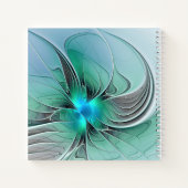 Abstract met blauwe, moderne fractale kunst notitieboek (Achterkant)
