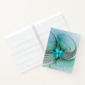 Abstract met blauwe, moderne fractale kunst notitieboek (Binnen)
