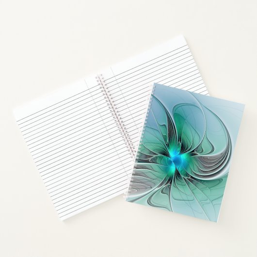 Abstract met blauwe, moderne fractale kunst notitieboek (Binnen)