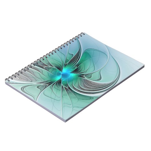 Abstract met blauwe, moderne fractale kunst notitieboek (Linkerzijde)