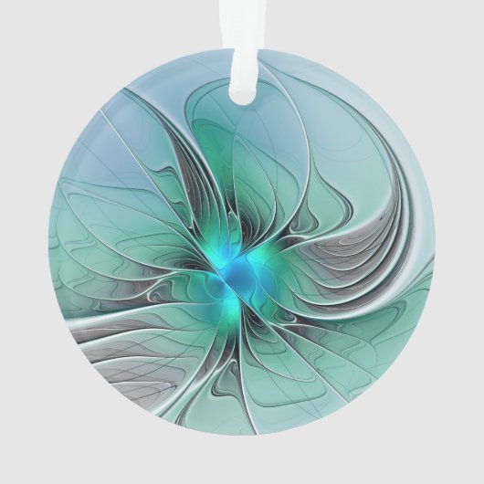 Abstract met blauwe, moderne fractale kunst ornament (achterkant)