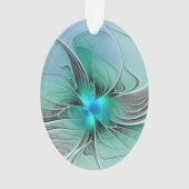 Abstract met blauwe, moderne fractale kunst ornament (achterkant)