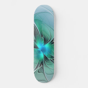 Abstract met blauwe, moderne fractale kunst persoonlijk skateboard