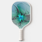 Abstract met blauwe, moderne fractale kunst pickleball paddle (Achterkant)