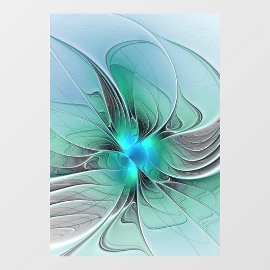 Abstract met blauwe, moderne fractale kunst raamsticker (Vel)