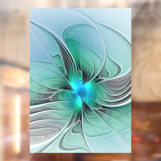 Abstract met blauwe, moderne fractale kunst raamsticker (Vel 2)