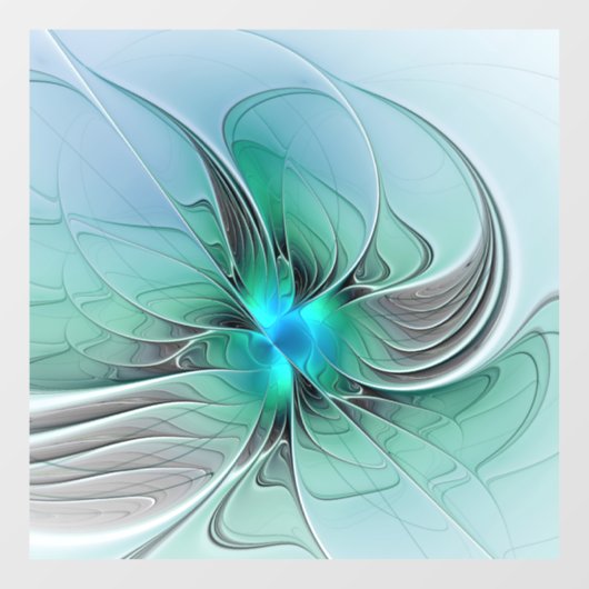 Abstract met blauwe, moderne fractale kunst raamsticker (Vel)