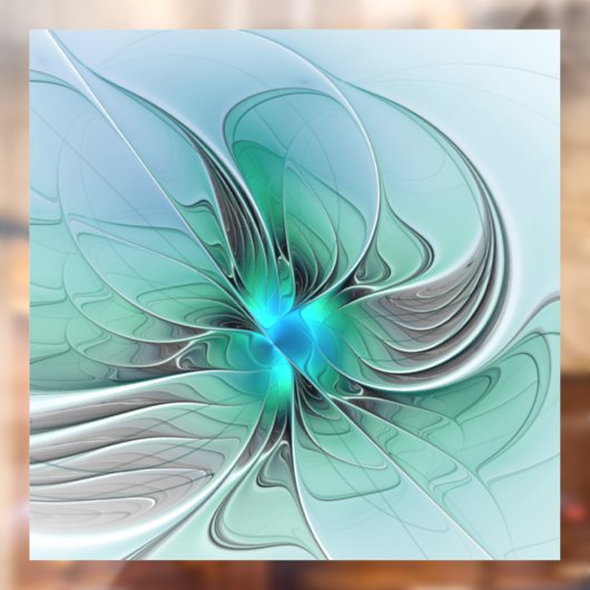 Abstract met blauwe, moderne fractale kunst raamsticker (Vel 2)