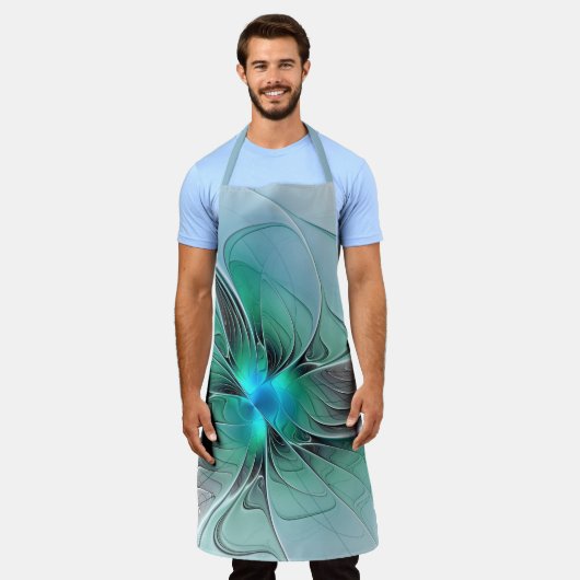 Abstract met blauwe, moderne fractale kunst schort (Gedragen)