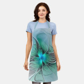 Abstract met blauwe, moderne fractale kunst schort (Gedragen)