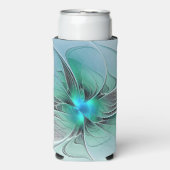 Abstract met blauwe, moderne fractale kunst seltzer blikjeskoeler (Seltzer Voorkant)