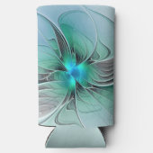 Abstract met blauwe, moderne fractale kunst seltzer blikjeskoeler (Achterkant)