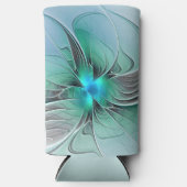 Abstract met blauwe, moderne fractale kunst seltzer blikjeskoeler (Voorkant)