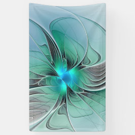 Abstract met blauwe, moderne fractale kunst spandoek