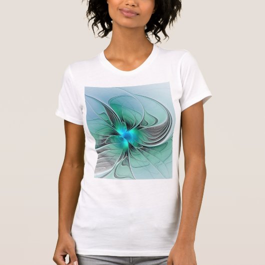 Abstract met blauwe, moderne fractale kunst t-shirt (Voorkant)
