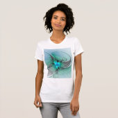 Abstract met blauwe, moderne fractale kunst t-shirt (Voorkant volledig)