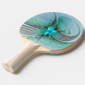 Abstract met blauwe, moderne fractale kunst tafeltennisbatje (Voorkant Gekanteld)