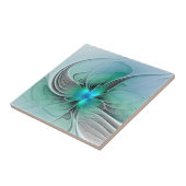 Abstract met blauwe, moderne fractale kunst tegeltje (Zijkant)