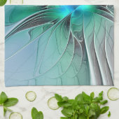 Abstract met blauwe, moderne fractale kunst theedoek (Gevouwen)