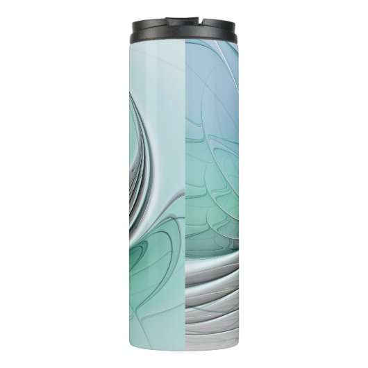 Abstract met blauwe, moderne fractale kunst thermosbeker (Achterkant)