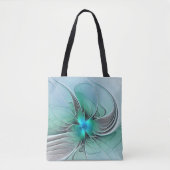 Abstract met blauwe, moderne fractale kunst tote bag (Voorkant)