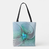 Abstract met blauwe, moderne fractale kunst tote bag (Achterkant)
