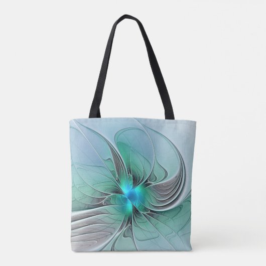 Abstract met blauwe, moderne fractale kunst tote bag (Achterkant)