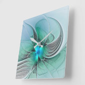 Abstract met blauwe, moderne fractale kunst vierkante klok (Hoek)